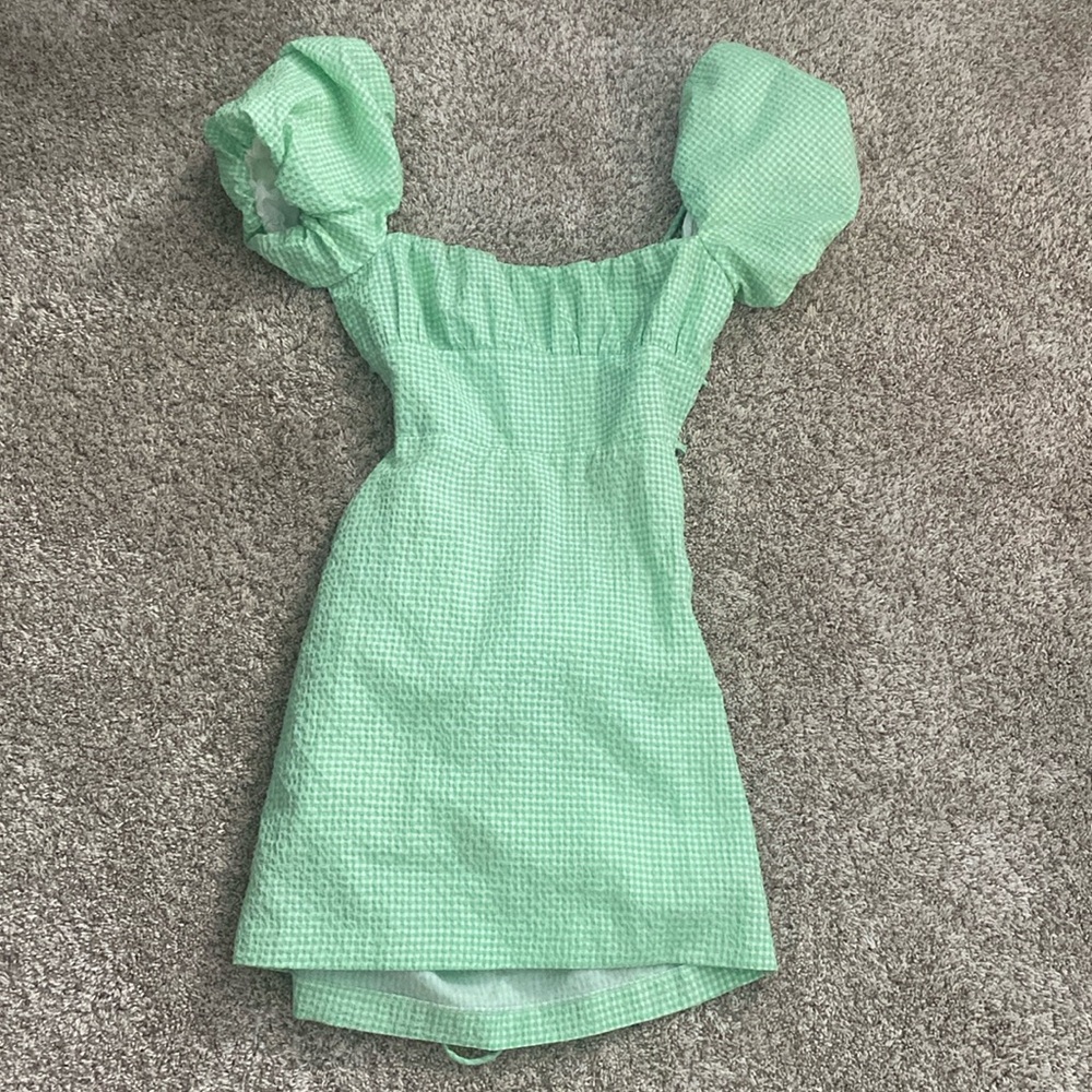 Zara Green Plaid Mini Dress